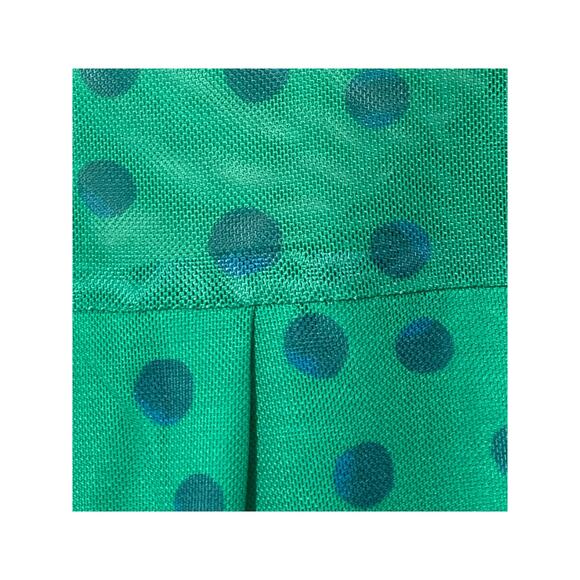 525 America Kelly Green Polka Dot Micro Mesh Blouse Top w tie Neck sz L - Picture 9 of 11